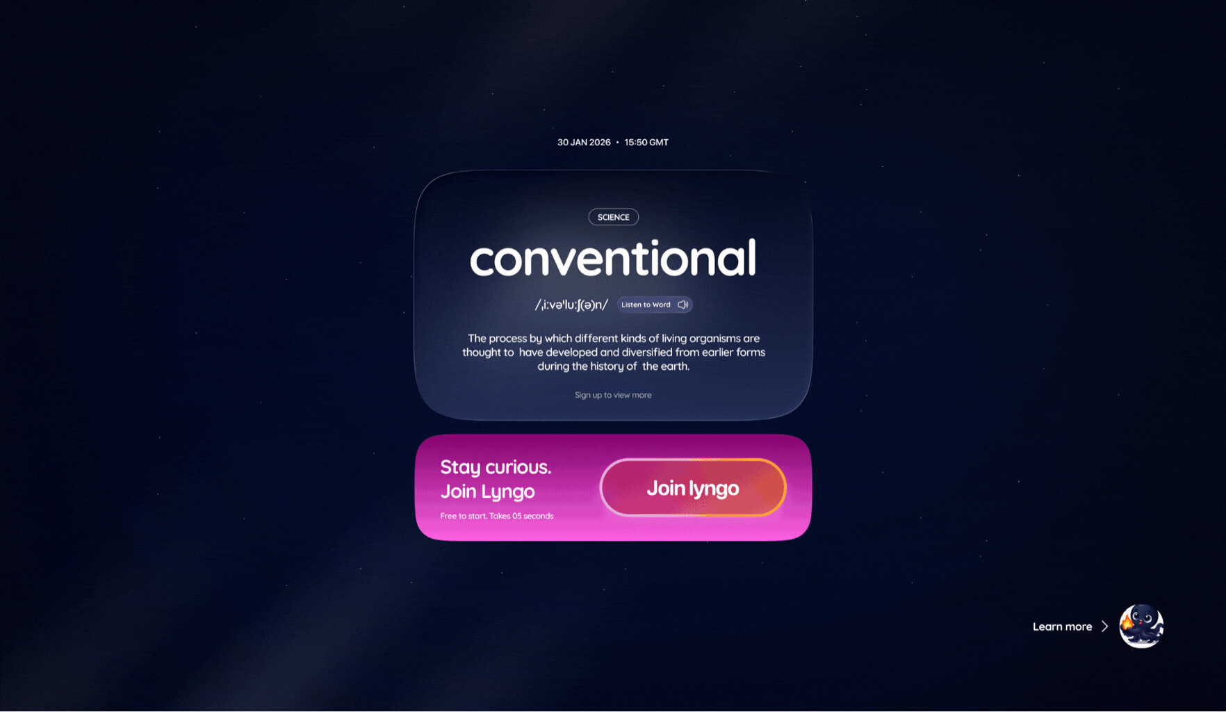 Lyngo vocabulary app interface